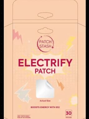 Patch Stash ELECTRIFY B12 Energy Support Patches – 30 Count, 3” x 3”, Transderma